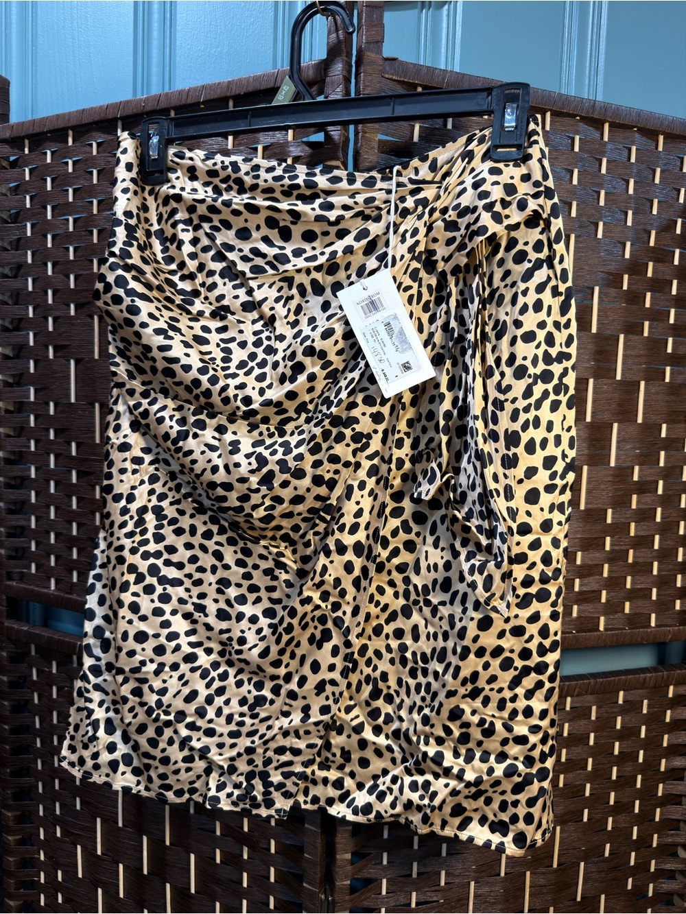Hugo Boss Leopard-Print Satin Skirt in Tan and Black
